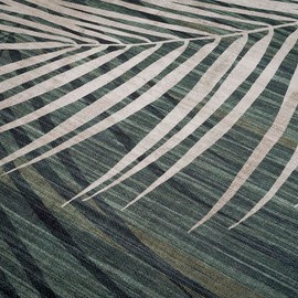 ReaLife Rugs Machine Washable Indoor Outdoor - Mat Rug Foldable Printed Thin Lightweight Cushioned Fade Resistant Patio Deck Dock Porch Pool Balcony Camping - Palm - Green Tan 4' x 6'