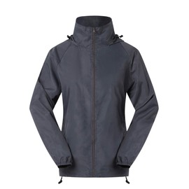 Spmor Women's Lightweight Waterproof Rain Jackets Packable Outdoor Hooded Windbreaker Grey S