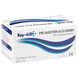 Universal EZ-Aid Pre-injection Alco Swabs, 30 mm x 60 mm, 45gsm, Pack of 100