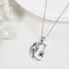MONGAS Skull Necklace Sterling Silver Skull Moon Pendant Gothic Jewelry