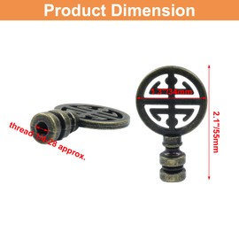 Luomorgo 2 Pcs Lamp Finial, Decorative Finials for Lamp Shades, Antique Brass Lamp Finial Cap Knobs for Table Lamp, Floor Lamp, Desk Lamp Decor (Symbol of Lucky)