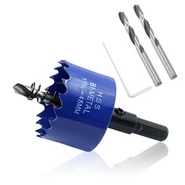Luomorgo 45mm/1 3/4 inch Hole Saw Drill Bit, 1 1/4 inch Cutting Depth HSS Bi-Metal Hole Cutter for Wood Cornhole Boards Plastic Drywall & Metal Sheet