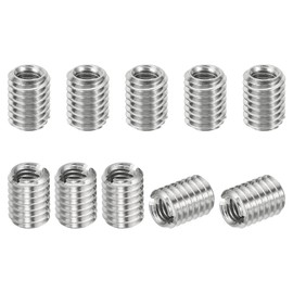 PATIKIL Insert Nuts M4 to M6 Male Length 0.3 inches (8 mm), Set of 10, 303 Stainless Steel, Slotted Type Screw Conversion Adapter Embedded Nut, Silver