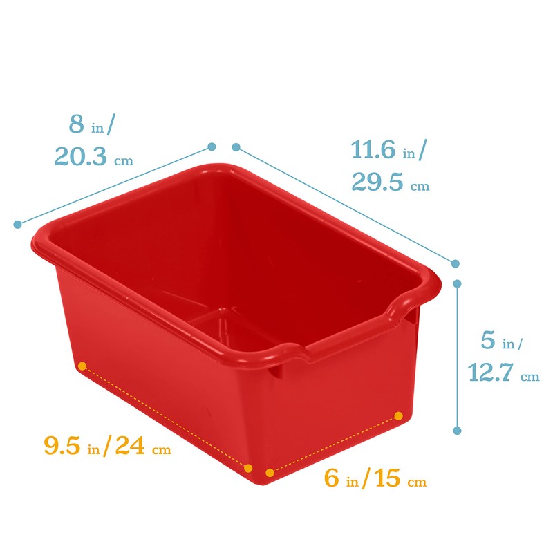 ECR4Kids Scoop Front Storage Bin, Multipurpose Organization, Red, 20-Piece