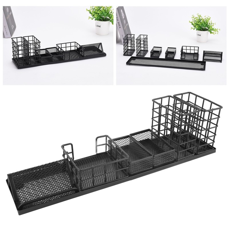 7pcs Mesh Desk Organizer Multi Functional Phone Holder Paperclip Storage