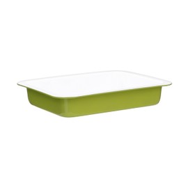 Premier Housewares Roasting Tins Baking Tins And Trays Lime Green/White Carbon Steel Baking Tray Non Stick Oven Tray 33 x 26 x 8 cm