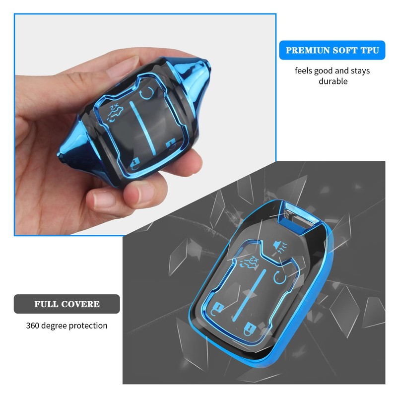 QBUC for GMC Key Fob Cover with Keychain,5 Button Soft