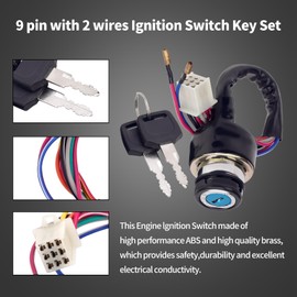 AHL Ignition Switch Key Compatible with Suzuki AX100 AX 100 125cc 150cc 250cc 300cc ATV (9 pin with 2 Wires)