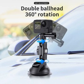 TELESIN Suction Cup Car Mount with Phone Holder, Windshield Window Dashboard Boats Vehicle Attach for GoPro Max Mini Hero 12 11 10 9 8 7 6 5 Insta360 X3 GO 3 DJI Action 3 4 Accessories