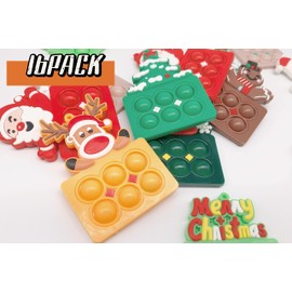 16 Pack Christmas Mini Keychain Set, Christmas Pop It Push Keychain Santa Elk Snowman Christmas Tree Gingerbread Man Keychain for Kids Teens Adults Small Bulks Stuffers Decor Kit