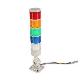 LUBAN Led Signal Tower Stack Lights, Industrial Signal Warning Lights, Column Tower Lamp Andon Lights with Rotatable Base, Steady/Flashing Light Switchable, 110V 220V AC(5-Layer, with Buzzer)