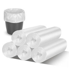 105Counts 13 Gallon Trash Bags, Flexible & Durable Kitchen Garbage Bags, Unscented & Easy Tearing Medium Gallon Trash Bag for Kitchen, Bathroom, Bedroom, Office, Transparent