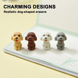 24Pcs Pencil Top Erasers for Kids, Dog Pencil Erasers Toppers Bulk, Cute Cap Erasers for Party Favors Classroom Rewards