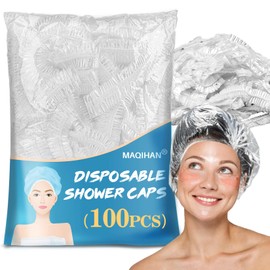 MAQIHAN MAQIHAN 100 Disposable Shower Caps Unisex - Large Plastic Hair Caps for Deep Conditioning Shower Cap Reusable Waterproof for Women Men Hair Treatment Bath Cap for Long Hair Travel Essentials