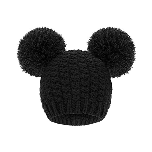 Livingston Women Beanie Hat Cable Knit Double Pompom Ears Winter