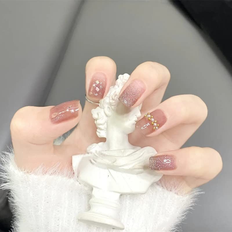 24 Piece Set Nail Tips, Nude Color, Gorgeous Glitter, Coming