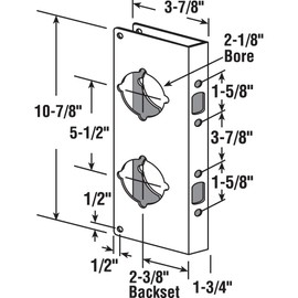 Prime-Line U 9537 Brass Lock and Door Reinforcement Plate for 1-3/8 In. Thick Doors, Brass Finish (Single Pack)