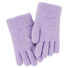 Kids Purple Gloves Winter Warm Gloves for Boys Girls Knitted Gloves Thermal Fleece Lined Mittens 1 Pair Purple 5-12 Years