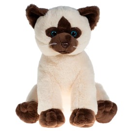 Toys Wonderland Sammy Siamese Cat Stuffed Animal 8" Plush Toy with Pre-Recorded Cat Sound