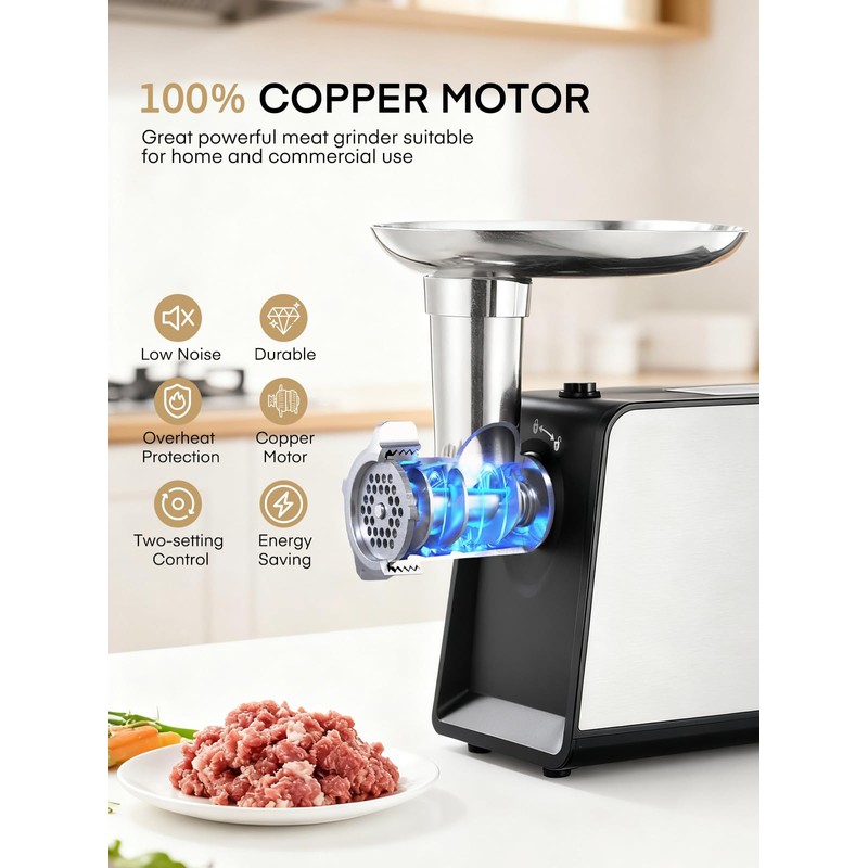 FOHERE Electric Meat Grinder for Home Use 3200W Max Heavy