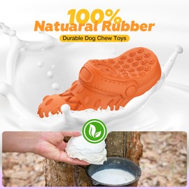 Jewyow Indestructible Dog Toy, Natural Rubber Robust Interactive Toy with Beef Flavour for Teeth Cleaning, Chewing, Play for Large Dogs（purple）