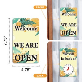 AVCMOTO Open Signs for Business with Suction Cups, “We Will Be Back - Welcome We are Open" Be Back Sign with Clock, Business, Retail Store. Coffee Shops, Bars, Etc.7.75" x 4.75" Plastic (Orange)