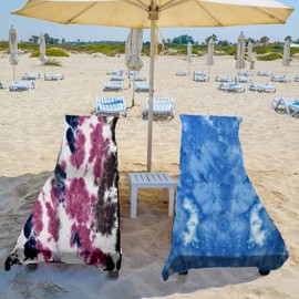 QINGZY Sun Lounger Towels, Microfiber Quick Dry Beach Towels, Portable Soft Chair Cover, 75x210cm Sunbed Chaise Lounge Towels for Summer Holiday Swim Pool Garden (B)