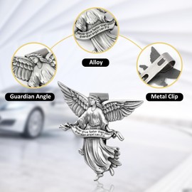 Aleiport Guardian Angel Car Visor Clip, St. Christopher Medal for Car, Car Safety Accessories Gifts for New Driver Teens Boys Parent Family Friends