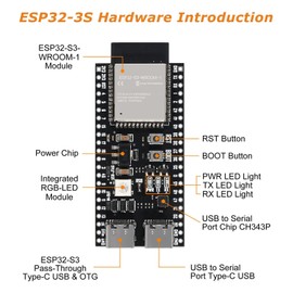 ESP32-S3 Development Board Binghe ESP32-S3-DevKitC-1 with WROOM-1-N16R8 module with WiFi, Bluetooth 5.0 16M external flash expansion 8M PSRAM Type-C interface Compatible with Arduino