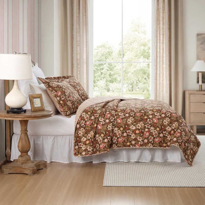 Laura Ashley - Full/Queen Quilt Set, Reversible Cotton Bedding with