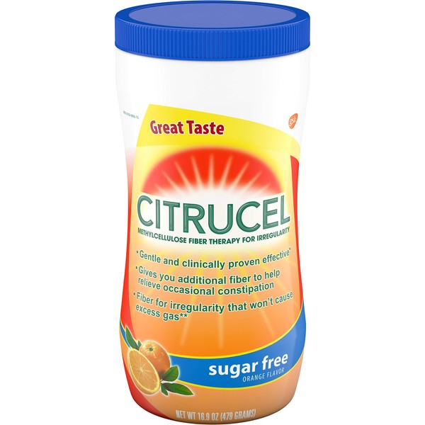 Citrucel Powder Sugar-Free Orange Flavor - 16.9 oz, Pack of 4