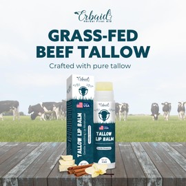 Beef Tallow Lip Balm – Natural Tallow Beeswax Chapstick – Hydrating Moisturizer Grass Fed Bison Tallow Balm Lip Care – Soothes Chapped, Dry Lips, Sensitive Skin – Long Lasting & Vitamin Rich USA-Made