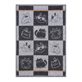 Kracht Half-Linen Tea Towel Cats Cool Cat 50 x 70 cm Black