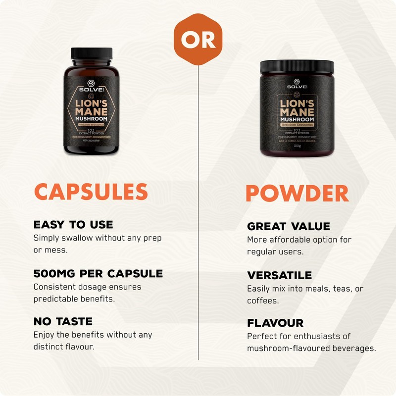 SOLVE Labs® ● Premium Lion's Mane Capsules ● 100% Fruiting