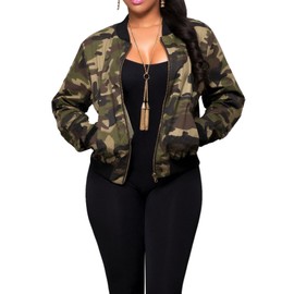 Sexycherry Faddish Military Casual Camouflage Lightweight Thin Short Jacket Coat For Women,Camouflage,X-Large