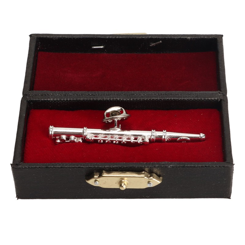 Silver Flute Brooch Miniature Musical Instrument Lapel Brooch Pin with