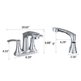 YLIEHS Versatile Bathroom Faucet with Pull Out Sprayer for Utility Sinks, Durable Stainless Steel, 2 Handle, 4 Inch Installation