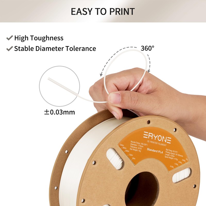 ERYONE PLA Filament 3D Printer PLA Filament 1.75mm +/- 0.03mm,
