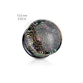Pierced Owl - Multicolor Aurora Borealis Sparkle Swirl Galaxy Double Flared Glass Plugs, Sold as a Pair, Glass, no gemstone