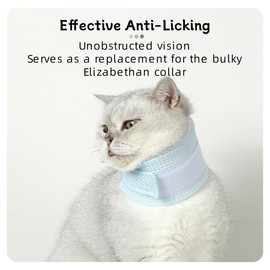 Cat Neck Brace Cover - Breathable & Adjustable Elizabethan Collar for Post-Surgery Recovery Anti-Scratch Anti-Lick Protection, Cervical Cone for Small Medium Large Dogs Puppies Kittens (Medium,Blue)