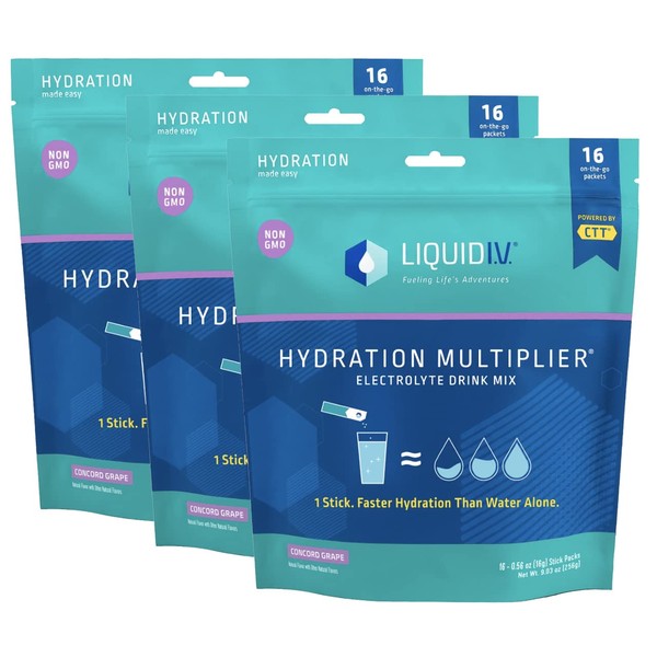 Liquid I.V. Hydration Multiplier - Concord Grape - Hydration Powder Packets | Electrolyte Drink Mix | Easy Open Single-Serving Stick | Non-GMO | 48 Sticks