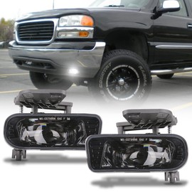 GXENOGO LED Projector Fog Lights Compatible with 1999-2002 GMC Sierra 2000-2006 GMC Yukon/Yukon XL Pickup Truck DOT Approved-Clear Lens