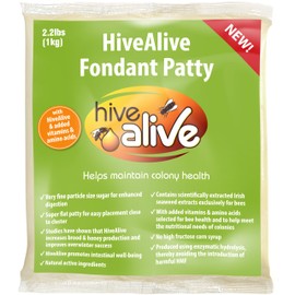 HIVE ALIVE Fondant Bee Food Supplement – Easy to Use Feed Enhancer Prevents Starvation During Overwintering – Only Fondant Proven to Increase Bee Gut Health and Boost Production-Single