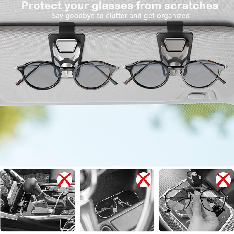 2 Pack Sunglasses Holders for Car Visor,Snap On Car Sunglasses