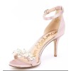 Sam Edelman Platt Pearl Detail Pink Satin Heels Ankle Strap
