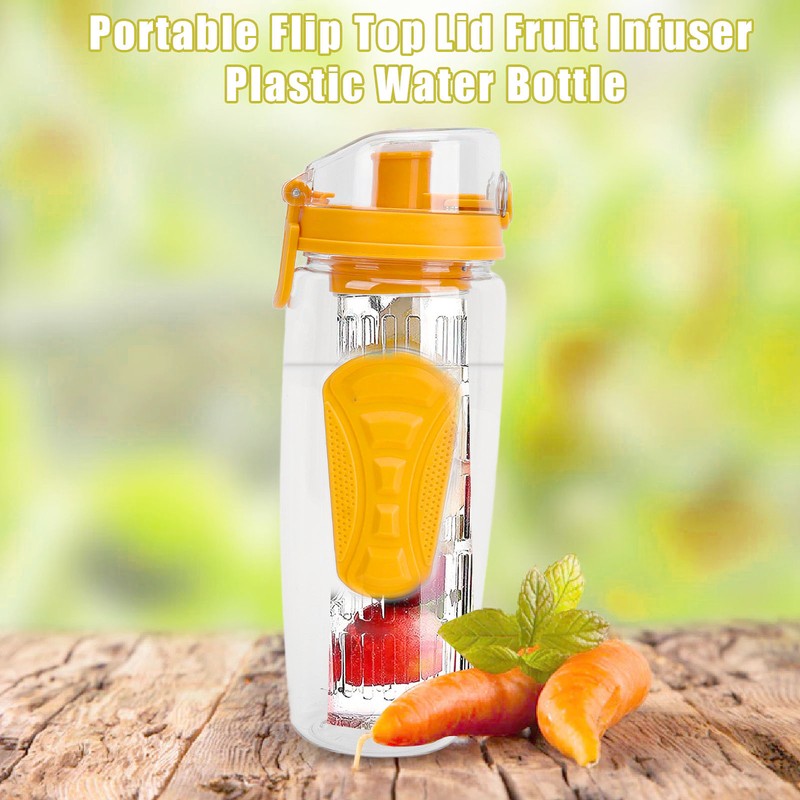 Fruit Infuser Water Bottle Anti Slip Grip Flip Top Lid