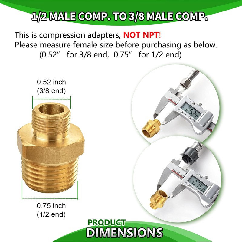 RV Faucet Adapter 1/2" to 3/8" Reducer kitchen Faucet Supply