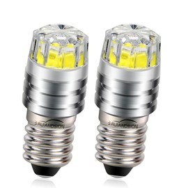 Ruiandsion 2pcs 2W COB 3V E10 Base LED Upgrade Bulb Replacement for Flashlights Torch LED Light, White