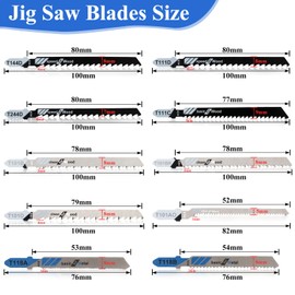 Jigsaw Blades, 10 Piece Jig Saw Blades, Assorted T-Shank jig Saw Blades for Wood, Metal and Plastic Cutting(T111D, T101AO, T101BR, T101D, T101B, T118A, T118B, T144D, T244D,T111C)