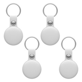 [Set of 4] For MiLi Smart Tag/LifeTag Case, HVUYAL, Premium PU Leather, Key Ring, Full Protection, Shockproof, Drop Prevention, Lost Prevention, Convenient, Lightweight, Stylish, Compatible with Keys